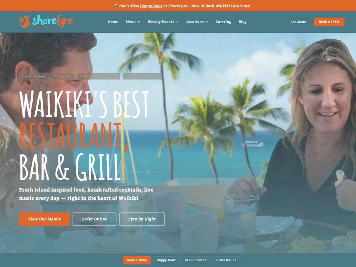 ShoreFyre Fresh Bar & Grill website