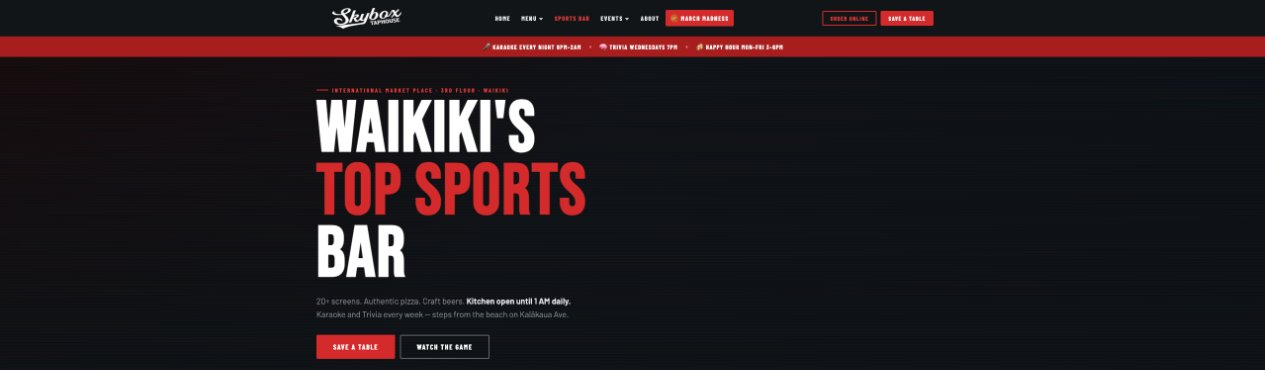 Skybox Taphouse — Homepage